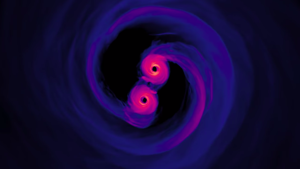 Simulation Reveals Spiraling Supermassive Black Holes